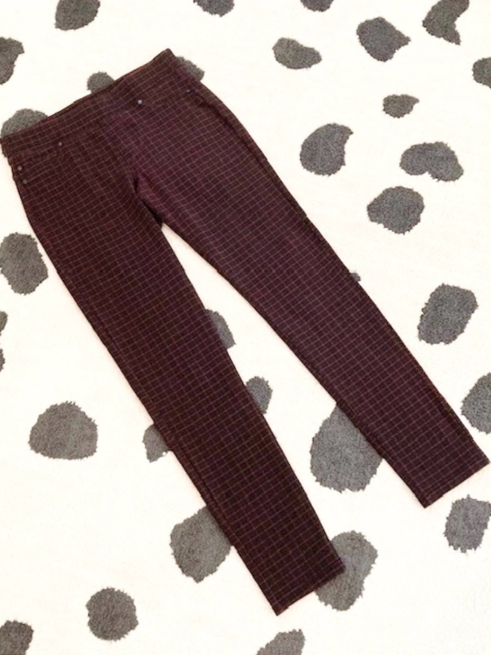 Liverpool $89 Womens 2/26 Port Wine Check Plaid Print Jeggings Pull On Leggings